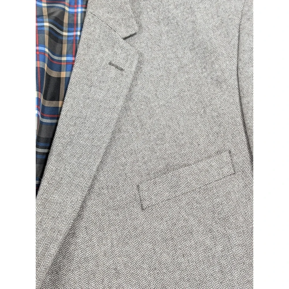 US Polo Assn Herringbone Tweed Blazer Mens 56R Gray Plaid Lined Sport Coat